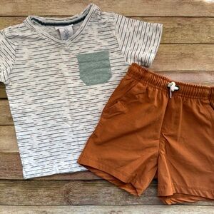 Tommy Bahama Striped Tee with Pocket - Cream and Green